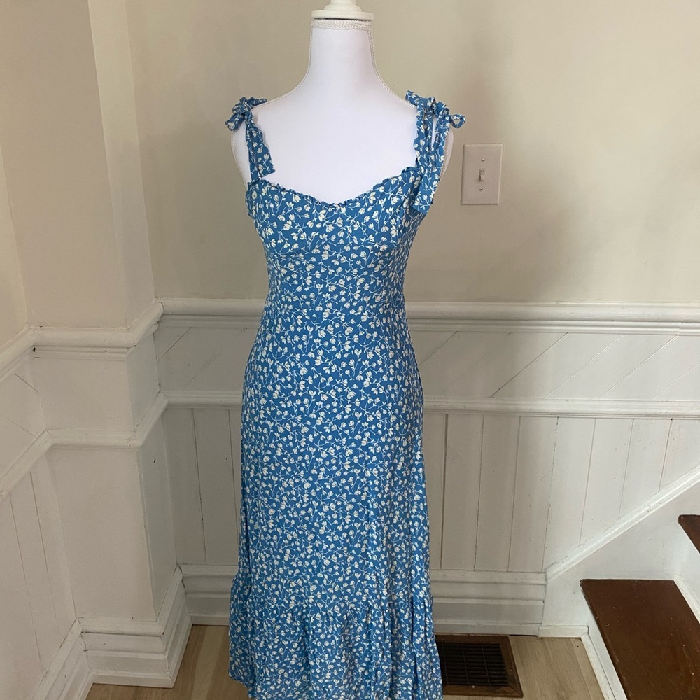 Reformation Blue Floral Midi Dress